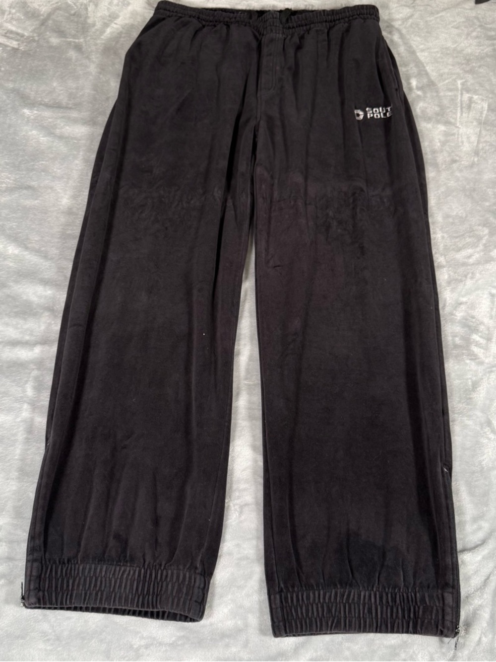 Vintage SouthPole Velour Jogger Pants Mens 2XL 33” Baggy Hip Hop Washed Black